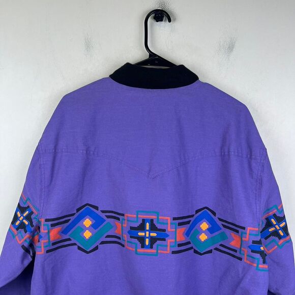 Vintage 90s Wrangler Brushpopper Native American Aztec Print Bomber Size XL - Picture 4 of 7